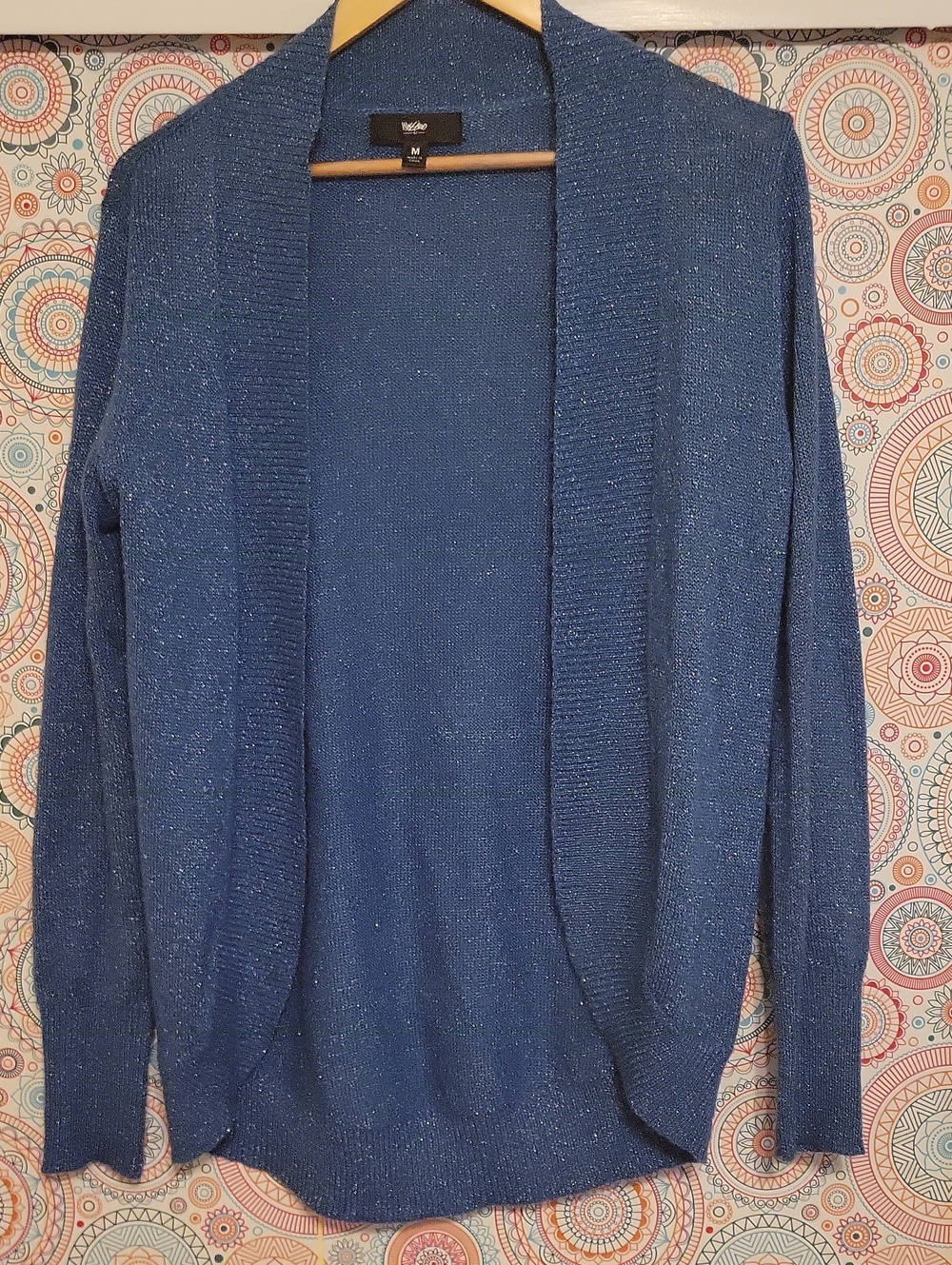 Mossimo Blue Shimmer Open-Front Cardigan